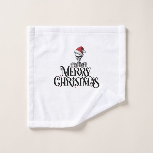 Gothic Skull Merry Christmas Badhanddoek Set Bad Handdoek (Wasdoekje)