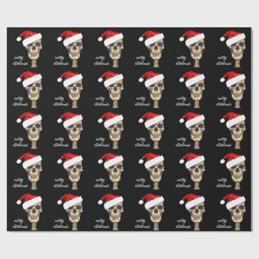 Gothic Skull Merry kerstcadeautje Cadeaupapier (Vlak)