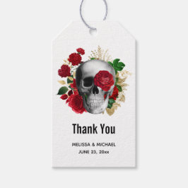 Gothic Skull met Red Flowers Hartelijk dank Cadeaulabel