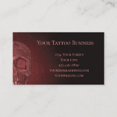 Gothic Skull Metallic Rood Roze Tattoo Shop Visitekaartje (Achterkant)