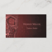 Gothic Skull Metallic Rood Roze Tattoo Shop Visitekaartje (Voorkant)
