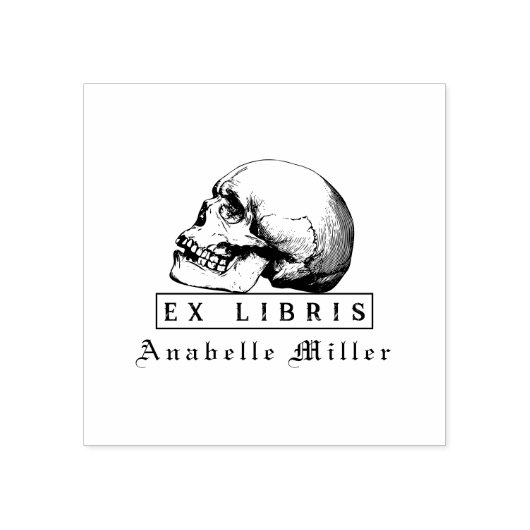 Gothic Skull Middeleeuws Script Custom Library Boe Rubberstempel (Afrduk)