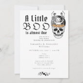 Gothic Skull Moon Little Boo Halloween Baby shower Kaart (Voorkant)