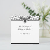 Gothic Skull Moth Wedding Menu - Feest van de Eeuw Kaart (Staand voorkant)