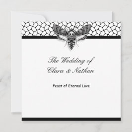 Gothic Skull Moth Wedding Menu - Feest van de Eeuw Kaart