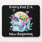 Gothic Skull Mushroom Flowers Every End Is A New B Muismat (Voorkant)