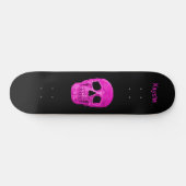 Gothic Skull Neon Girly Pink Creepy Popart Design Persoonlijk Skateboard (Horizontaal)