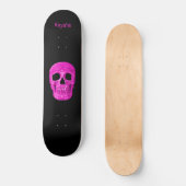Gothic Skull Neon Girly Pink Creepy Popart Design Persoonlijk Skateboard (Voorkant)
