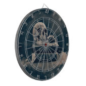 Gothic Skull  Old Books Cyanotype Macabre Dartbord (Voorkant Links)