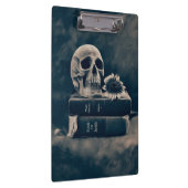 Gothic Skull  Old Books Cyanotype Macabre Klembord (Rechts)