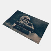 Gothic Skull Old Books Cyanotype Sunflower Deurmat (Schuin)