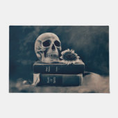Gothic Skull Old Books Cyanotype Sunflower Deurmat (Voorkant)