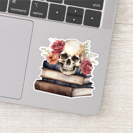 Gothic Skull op Boeken Waterdicht Sticker