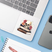 Gothic Skull op  Boeken Waterdicht Sticker (Laptop met iPhone)