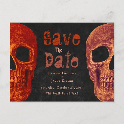 Gothic Skull Oranje Black, behalve de datum Aankondigingskaart (Voorkant)