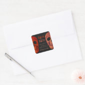 Gothic Skull Oranje Black, behalve de datum Vierkante Sticker (Envelop)