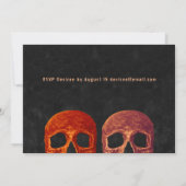 Gothic Skull Oranje Black Hallowedding Invitation Kaart (Achterkant)