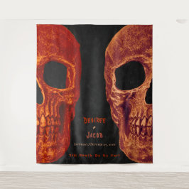 Gothic Skull Oranje Black Halloween Backdrop Wandkleed