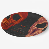 Gothic Skull Oranje Black Halloween Papieren Bordje (Gekanteld)