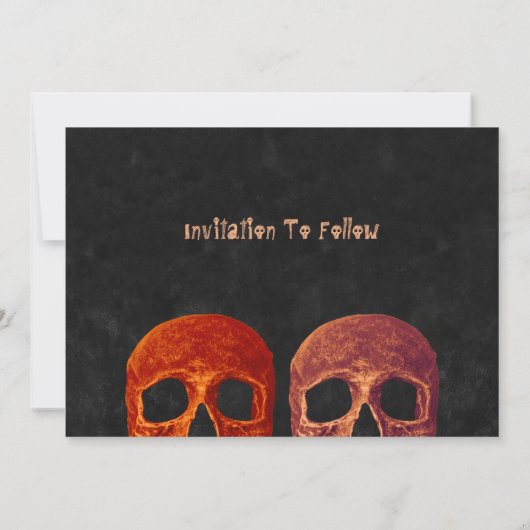 Gothic Skull Oranje Black Halloween Save the Date (Achterkant)