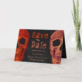 Gothic Skull Oranje Black Halloween Save the Date Aankondiging