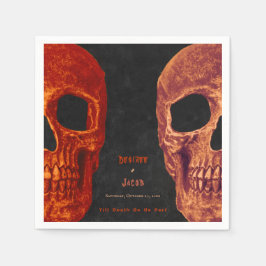 Gothic Skull Oranje Black Halloween Servet