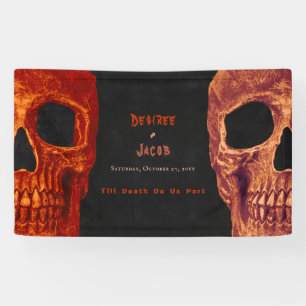 Gothic Skull Oranje Black Halloween Spandoek