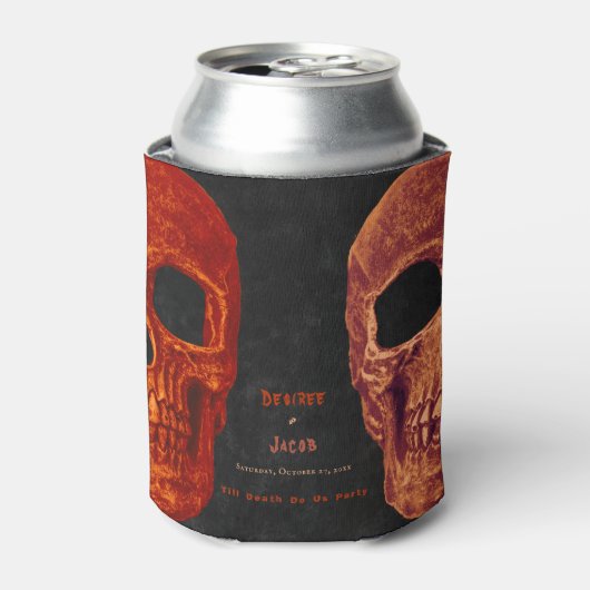 Gothic Skull Oranje Black Halloween Wedding Blikjeskoeler (Blikje Voorkant)