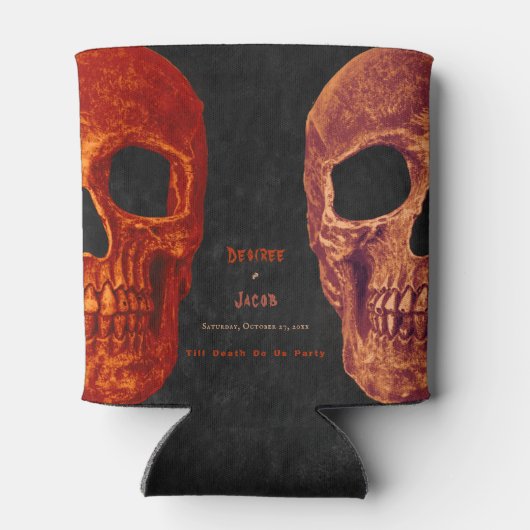 Gothic Skull Oranje Black Halloween Wedding Blikjeskoeler (Achterkant)