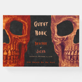 Gothic Skull Oranje Black Halloween Wedding Gastenboek
