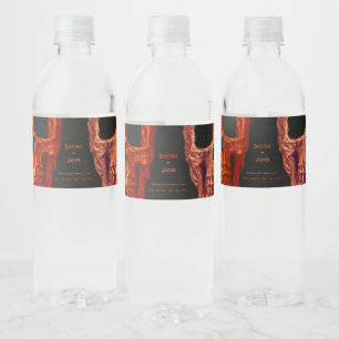 Gothic Skull Oranje Black Halloween Wedding Waterfles Etiket