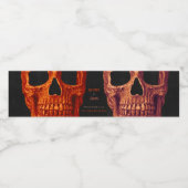 Gothic Skull Oranje Black Halloween Wedding Waterfles Etiket (Enkel label)