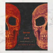 Gothic Skull Oranje Black Halloween Wedding Wijn Etiket (Enkel label)