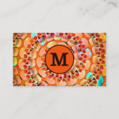 Gothic Skull Oranje Black Pop Art Pattern Monogram Visitekaartje (Voorkant)