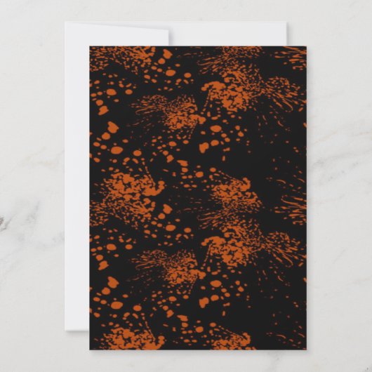 Gothic Skull Oranje Splatter Halloween Party Kaart (Achterkant)