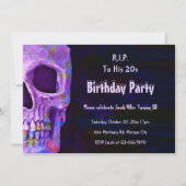 Gothic Skull Paars Birthday Party RIP naar zijn tw Kaart (Voorkant)