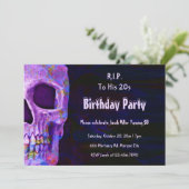 Gothic Skull Paars Birthday Party RIP naar zijn tw Kaart (Staand voorkant)
