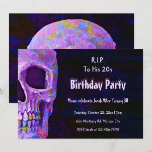 Gothic Skull Paars Birthday Party RIP naar zijn tw Kaart