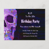 Gothic Skull Paars Birthday Party RIP naar zijn tw Uitnodiging Briefkaart (Voorkant)