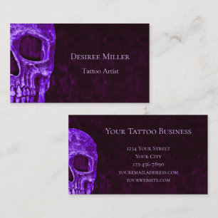 Gothic Skull Paars Burgundy Tattoo Shop Visitekaartje
