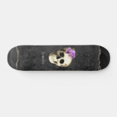 Gothic Skull Paarse Rozen Aangepast Persoonlijk Skateboard (Horizontaal)
