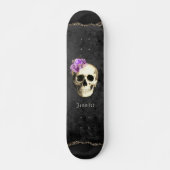 Gothic Skull Paarse Rozen Aangepast Persoonlijk Skateboard (Voorkant)