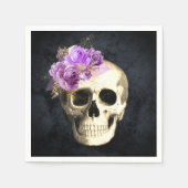 Gothic Skull Paarse Rozen Halloween Servet (Voorkant)