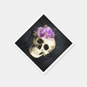 Gothic Skull Paarse Rozen Halloween Servet (Hoek)