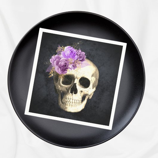 Gothic Skull Paarse Rozen Halloween Servet