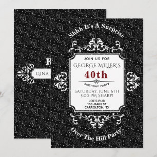 Gothic Skull Paisley Over the Hill Party Invite Kaart