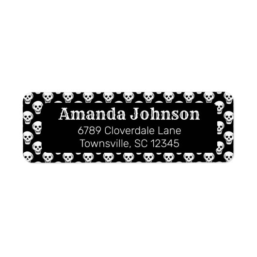 Gothic Skull Pattern Black Retour Adres Etiket (Voorkant)