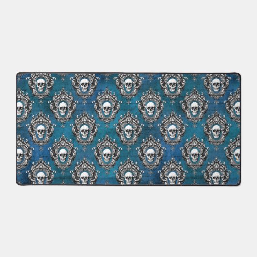 Gothic Skull Pattern op Blue Bureaumat (Voorkant)
