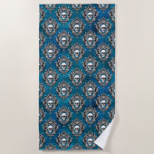 Gothic Skull Pattern op Royal Blue Strandlaken (Voorkant)