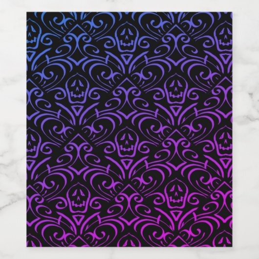 Gothic Skull Pattern Wijn Etiket (Enkel label)